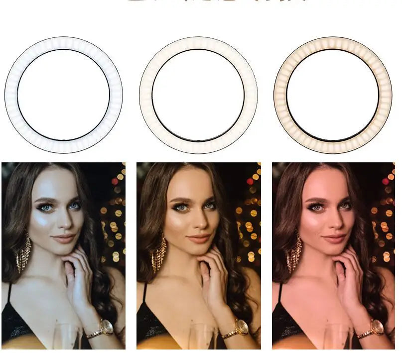 14" LED Ring Light with 2.1M Tripod Stand - Dimmable for Photography & Video