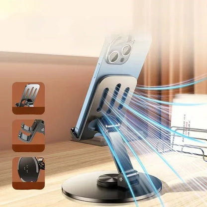 Universal 360° Rotating Phone Holder - Aluminum Folding Stand with Anti-Slip