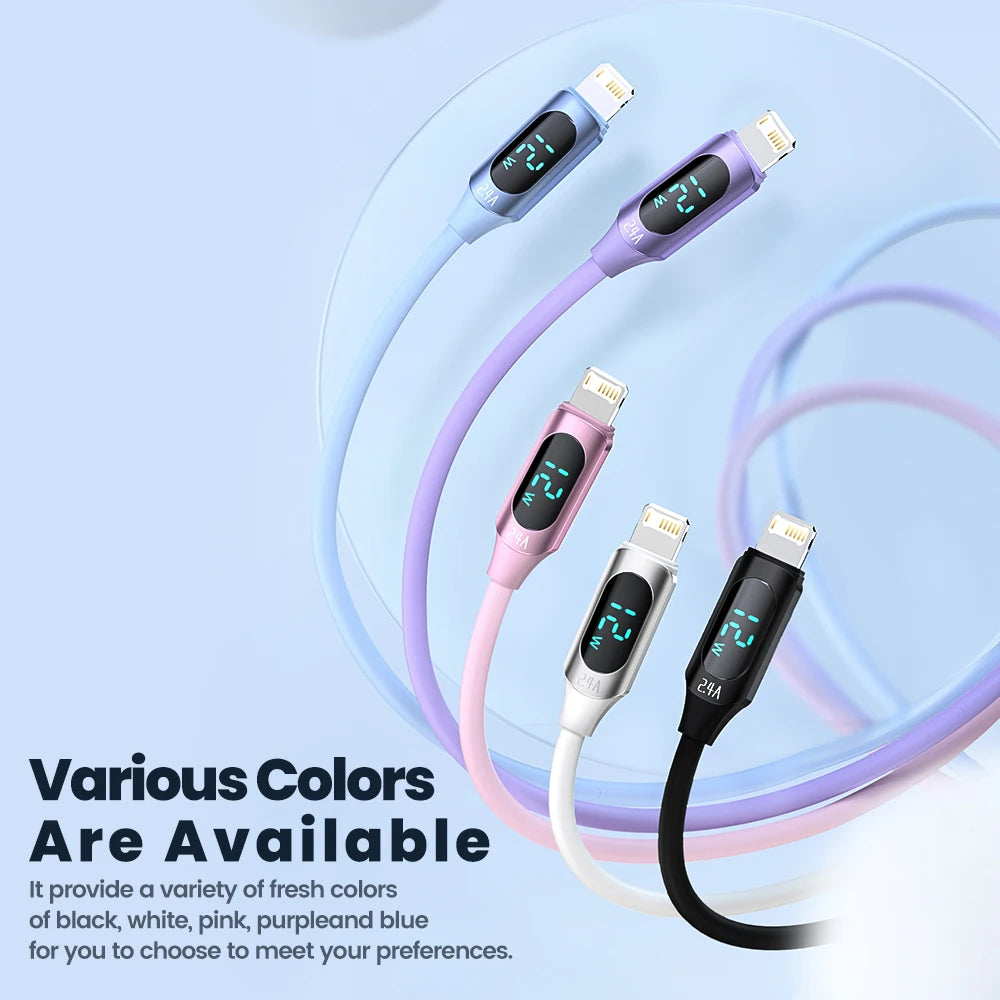USB to Lightning Cable for iPhone - Fast Charging with Digital Display