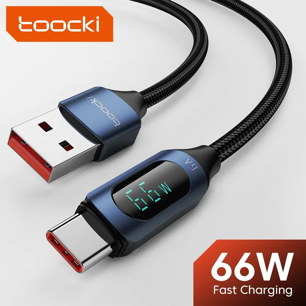 USB-A to USB-C Cable 66W - Fast Charging with Digital Display