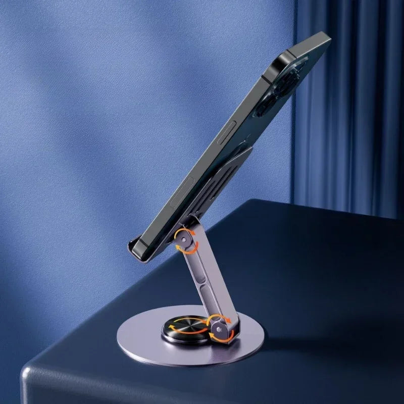 Universal 360° Rotating Phone Holder - Aluminum Folding Stand with Anti-Slip