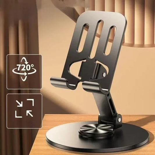Universal 360° Rotating Phone Holder - Aluminum Folding Stand with Anti-Slip