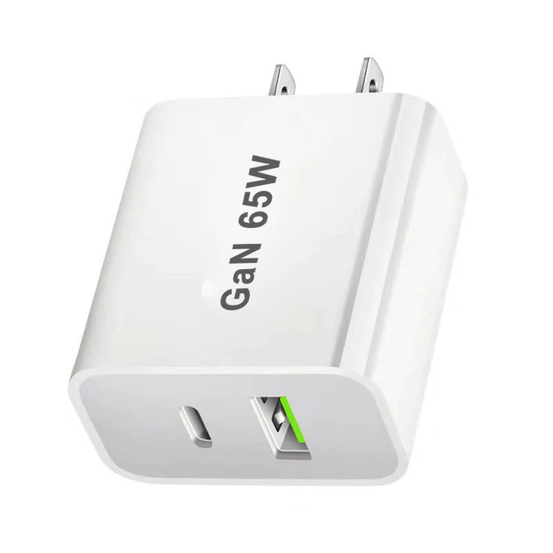 65W USB-C GaN Fast Charger - Dual Port Wall Adapter (US/EU/UK/AU)