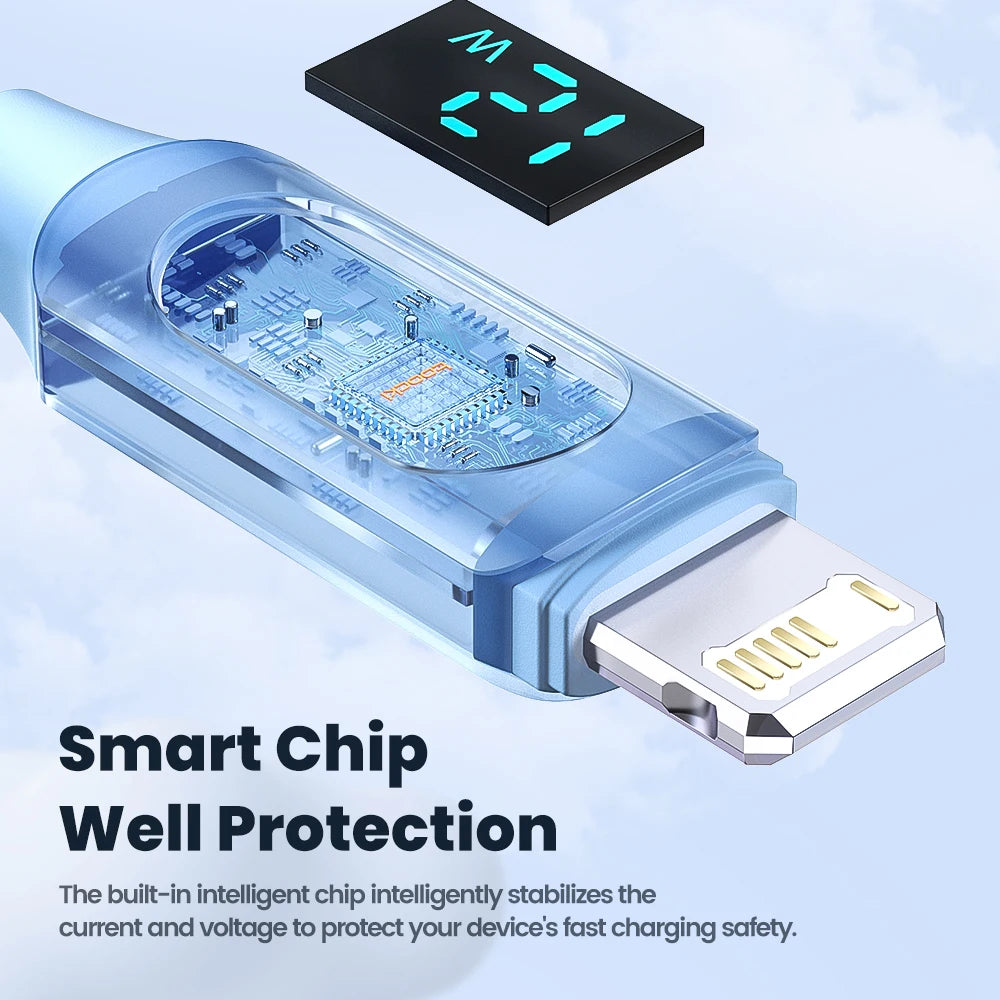 USB to Lightning Cable for iPhone - Fast Charging with Digital Display