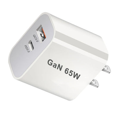 65W USB-C GaN Fast Charger - Dual Port Wall Adapter (US/EU/UK/AU)