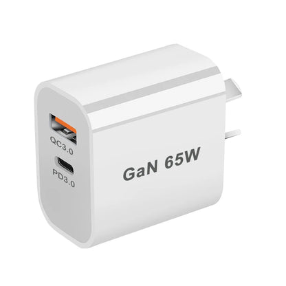 65W USB-C GaN Fast Charger - Dual Port Wall Adapter (US/EU/UK/AU)