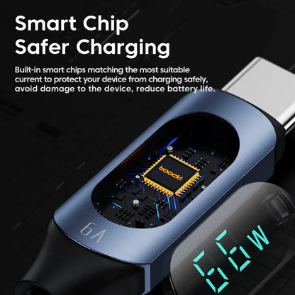 USB-A to USB-C Cable 66W - Fast Charging with Digital Display