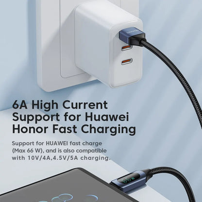 USB-A to USB-C Cable 66W - Fast Charging with Digital Display