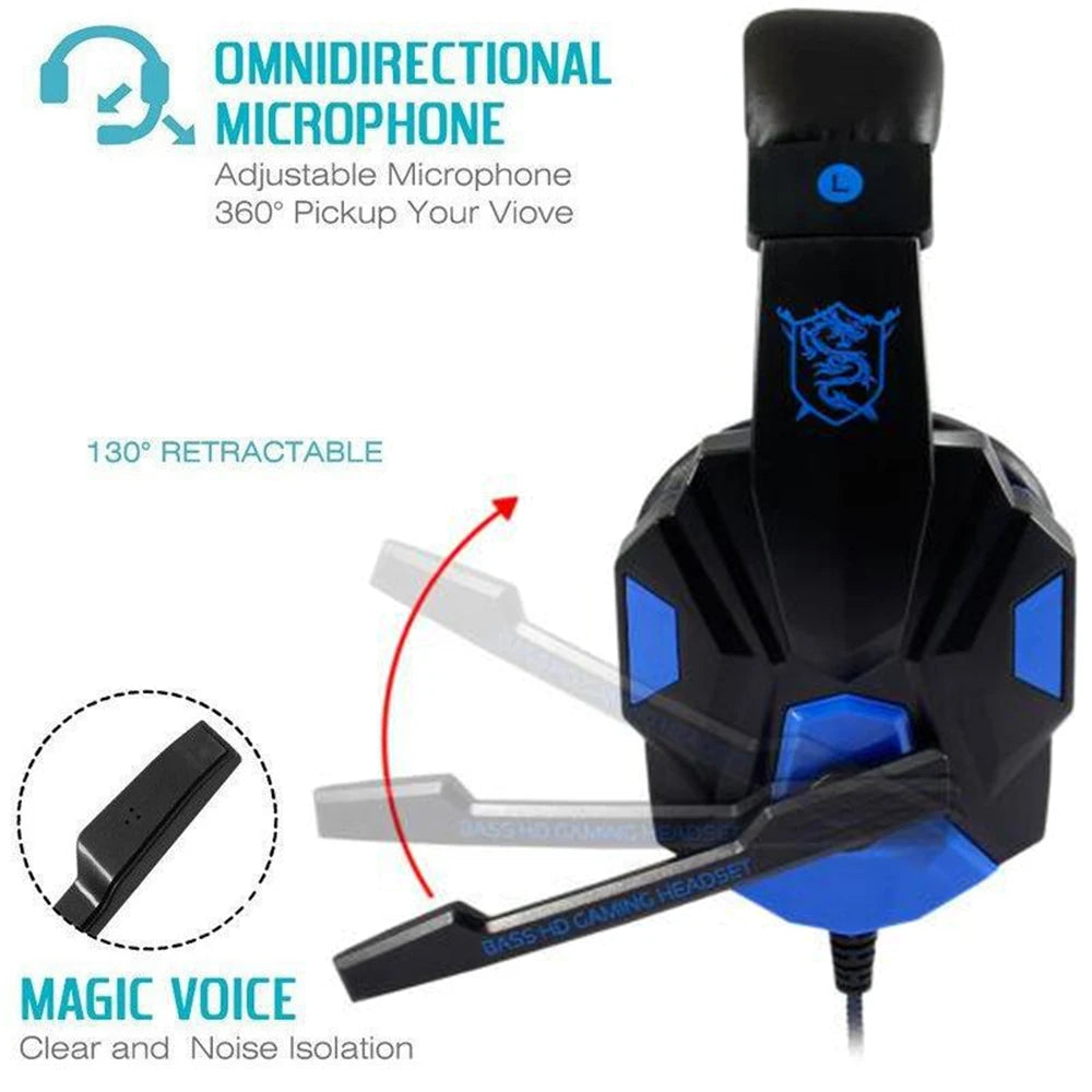 Gaming Headphones with Microphone - 3.5mm Wired Headset
