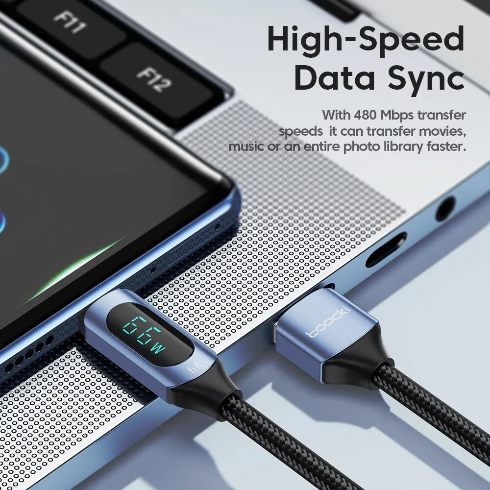 USB-A to USB-C Cable 66W - Fast Charging with Digital Display